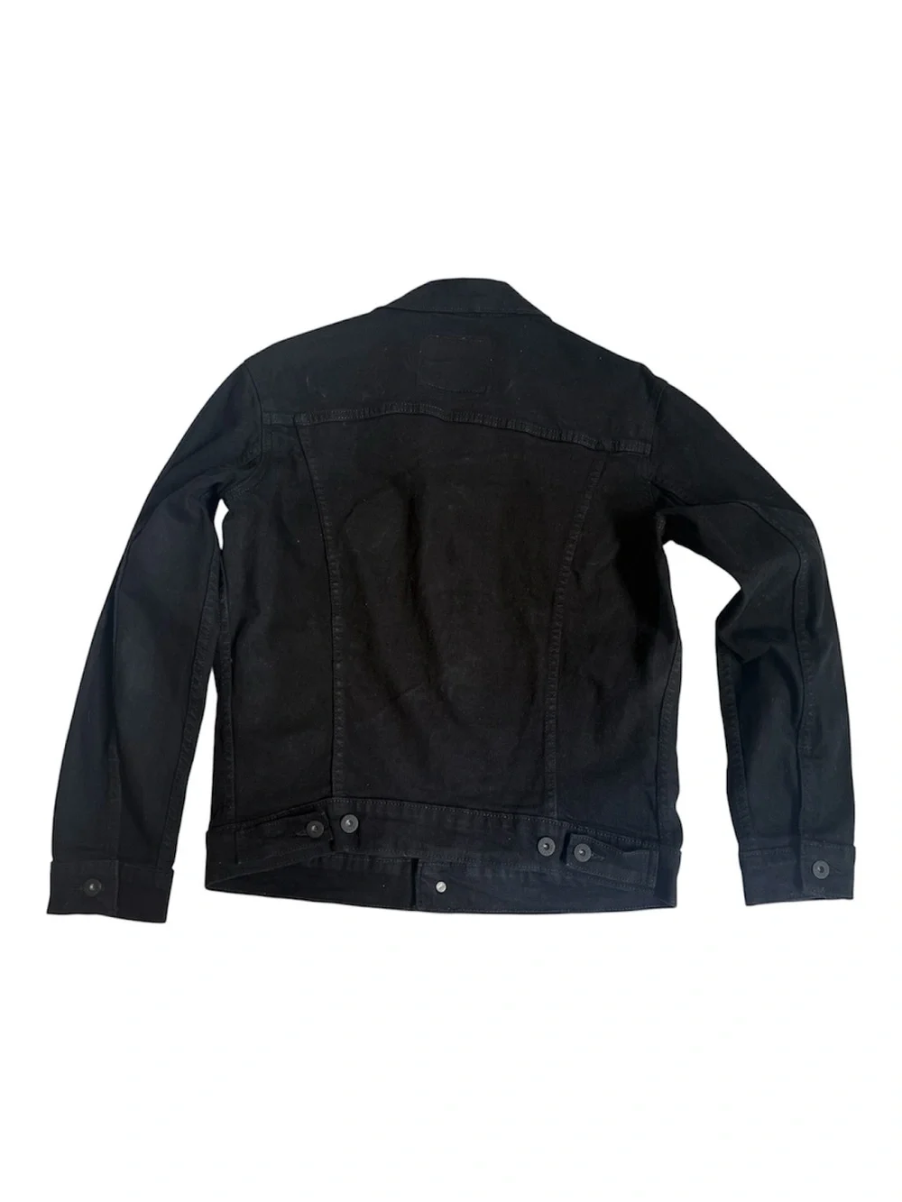 Levi’s Black Denim Trucker Jacket - Men’s Size S Capsule Wardrobe Trucker Biker - Picture 2 of 10